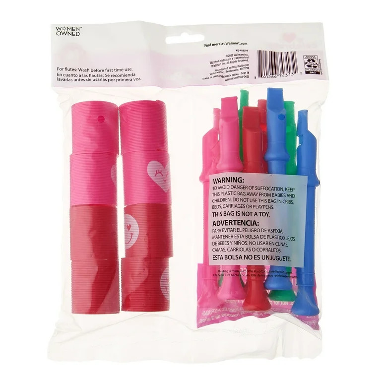 Flutes and Slinkies Party Favor Value Pack, Multicolor, 16 Count, Valentine's Day by Way To Celeb... | Walmart (US)
