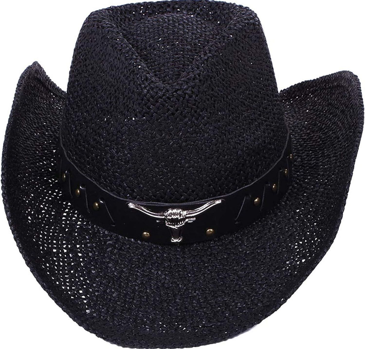 Livingston Men & Women's Woven Straw Cowboy Hat w/Hat Band | Amazon (US)