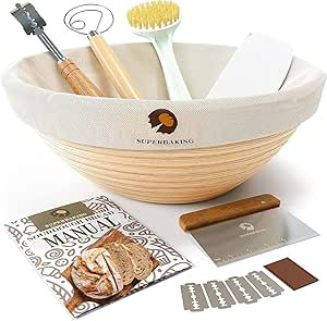 Superbaking Bread Proofing Basket, Round 9 inch Sourdough Starter Kit, Proofing Basket for Bread ... | Amazon (US)