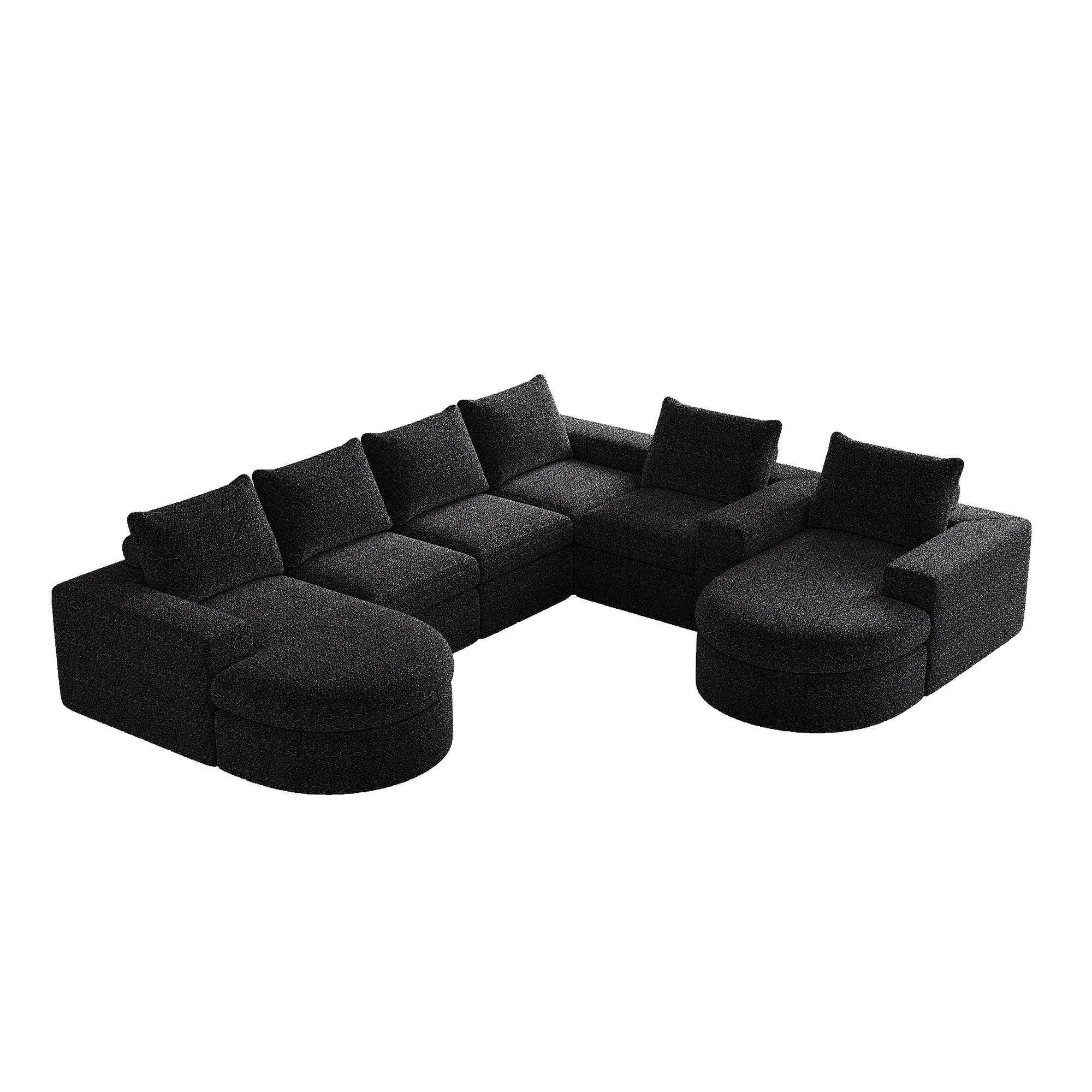 SINOFURN 127-in W Modern Black Chenille 6+seats Sectional one_size | SYA020372BG | Lowe's