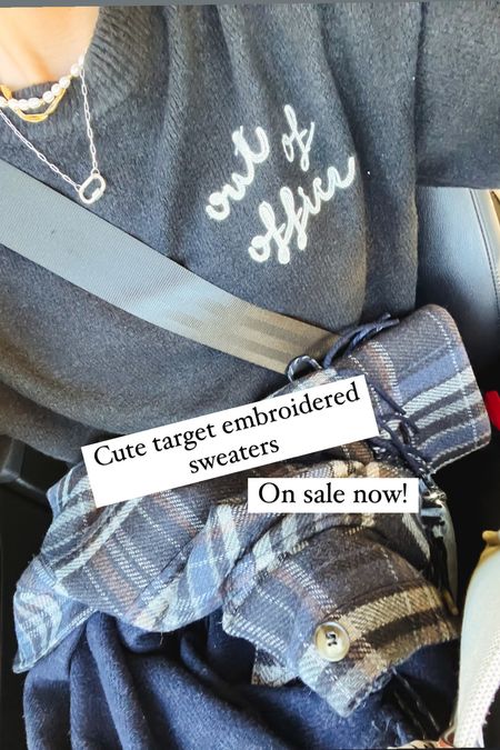Embroidered sweaters from Target with cute embroidered lettering  on sale now in the target app. Target sale target finds target fashion target sweaters 

#LTKsalealert #LTKunder50 #LTKGiftGuide