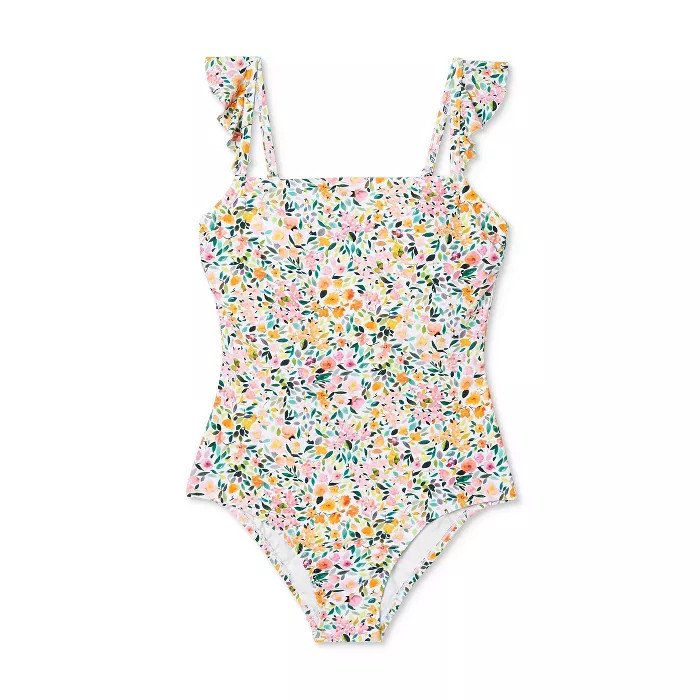 Women's Ditzy Ruffle Shoulder Medium Coverage One Piece Swimsuit - Kona Sol™ Multi | Target