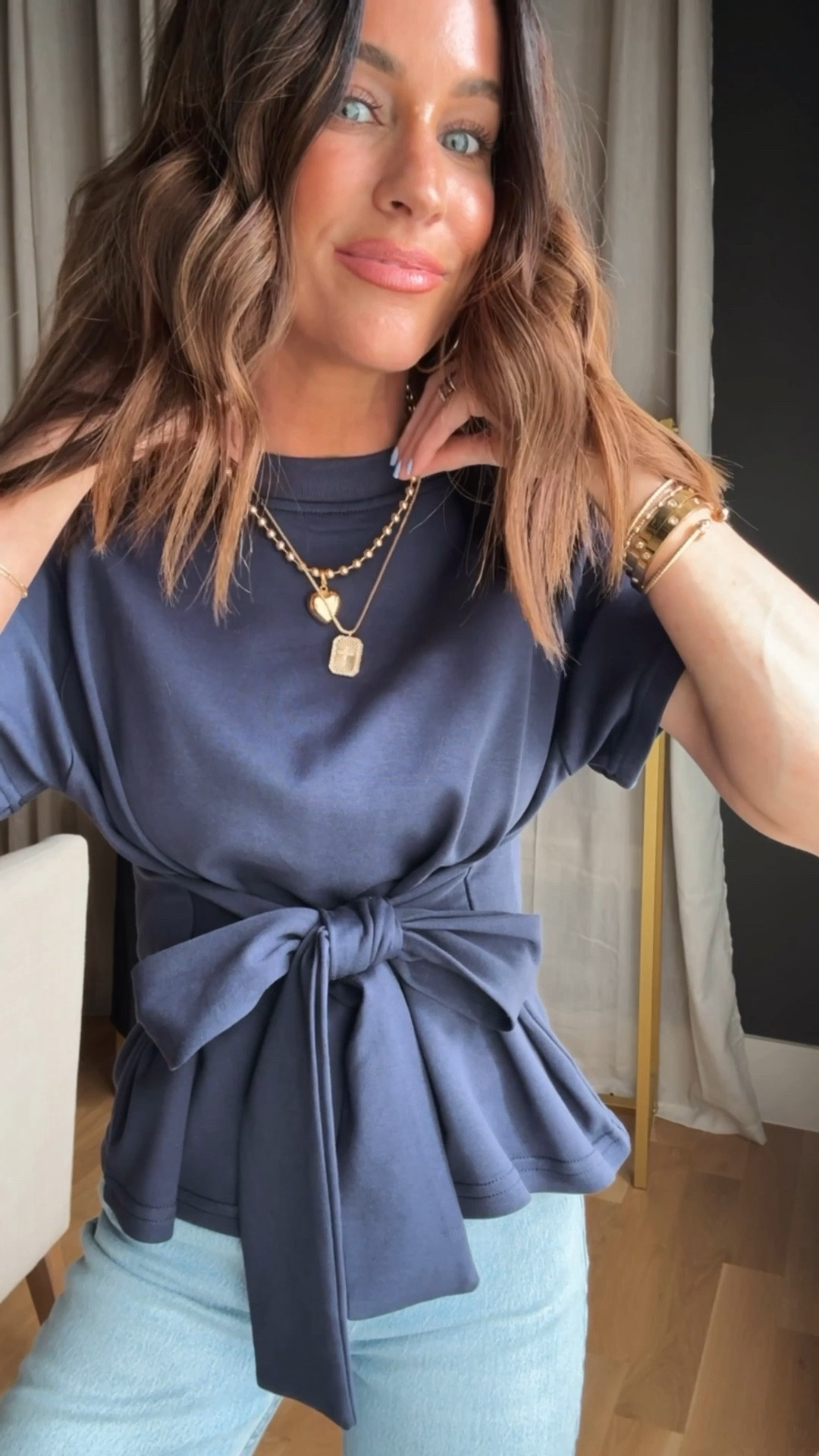 Easy spring outfit for a date night or brunch with your girlfriends! Wearing a small in the top, jeans are true to size. I’m just shy of 5’4 and wearing the short length so that these fit cropped on me!

#LTKFindsUnder100 #LTKFindsUnder50 #LTKStyleTip