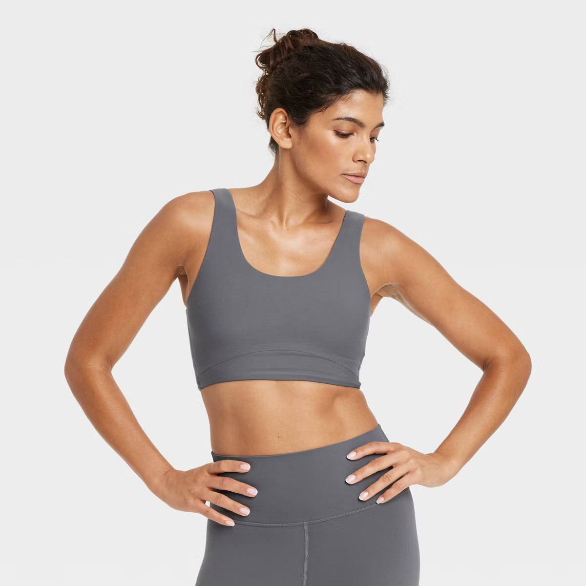 Women's Everyday Soft Medium Support Longline Sports Bra - All In Motion™ Dark Gray XS | Target
