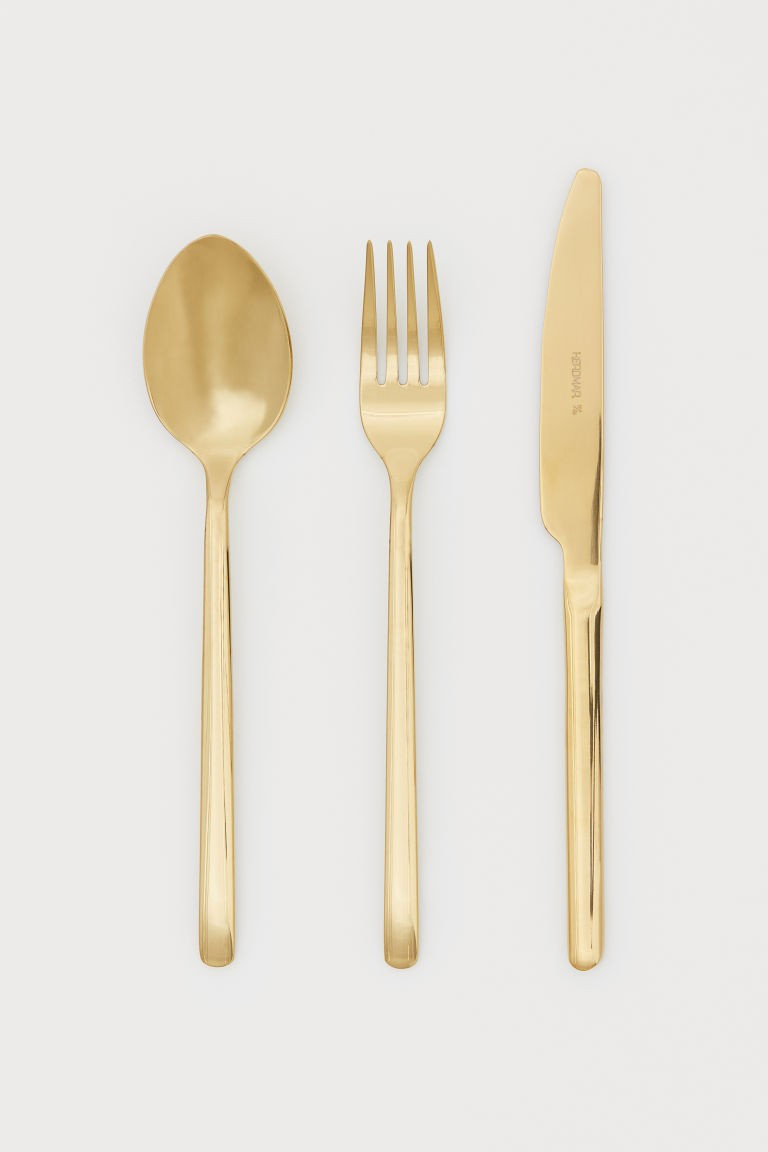 H & M - 3-pack cutlery - Gold | H&M (UK, MY, IN, SG, PH, TW, HK)
