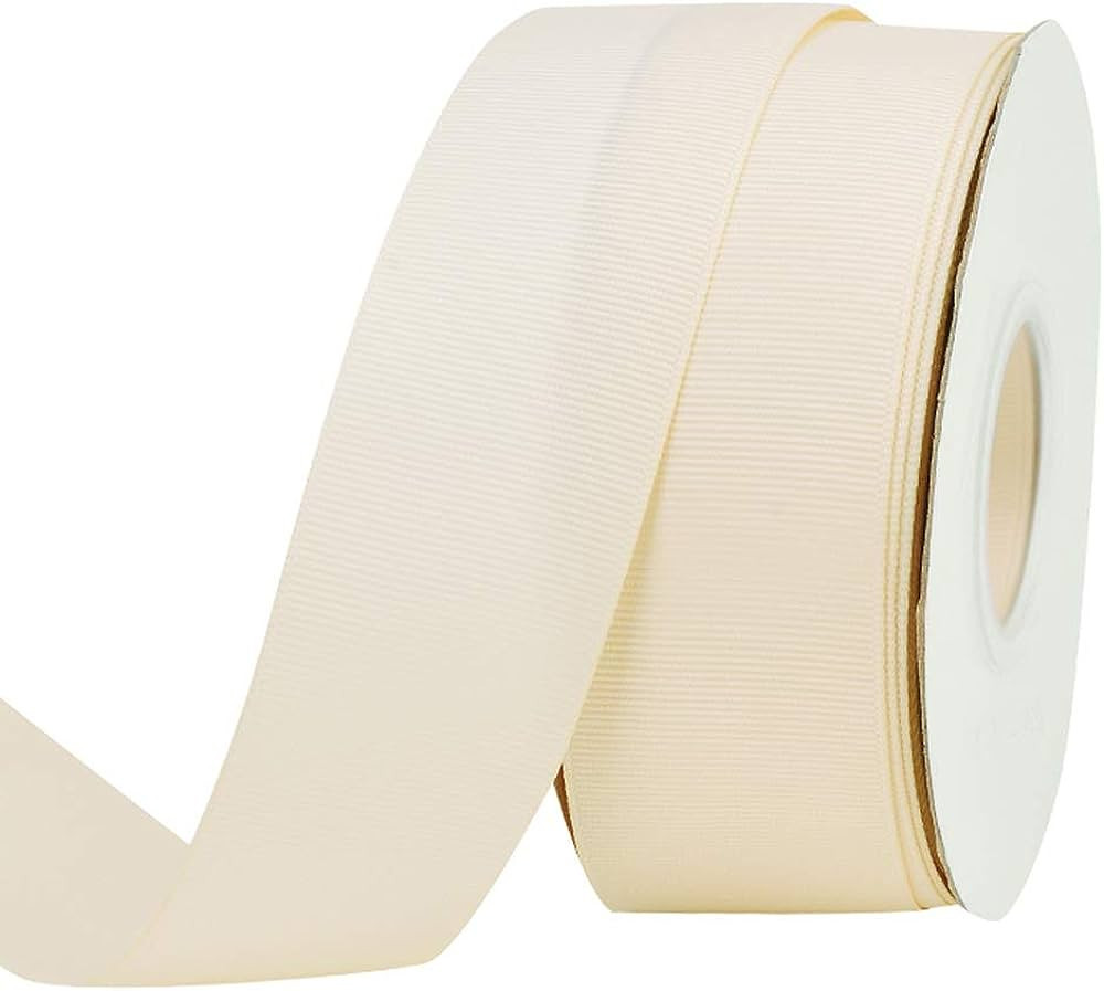 Ribest 1 1/2 inch Ivory Grosgrain Ribbon 25 Yards Per Roll for Crafts Bow Maker Wreaths Gift Wrap... | Amazon (US)