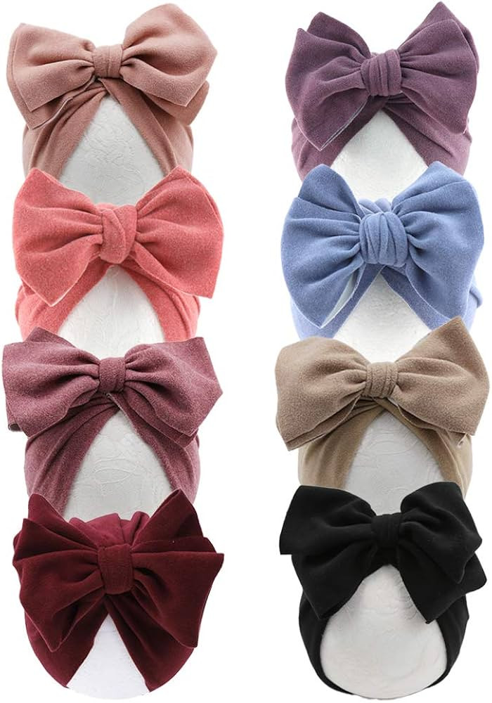KIDOCHEESE Baby Turban Big Hair Bow Baby Hat Baby Girl Soft Beanie Cap Newborn Infant Toddler Kid... | Amazon (US)