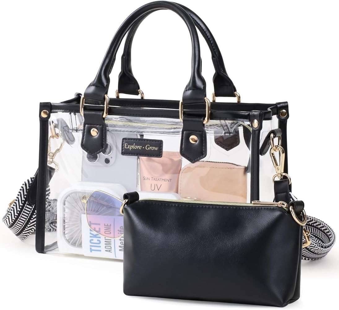 PACKISM Clear Tote Bags for Women 11x5x7 - Clear Bag for Stadium Events with Inner Bag, Perfect f... | Amazon (US)