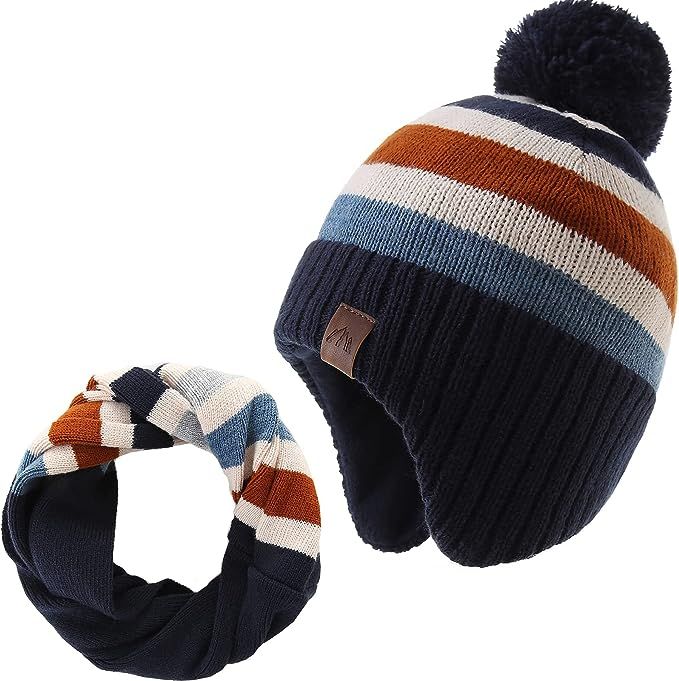 Moon Kitty Baby Boys Girls Knit Hats Winter Fleece Skiing Winter Caps with Warm Ear Flap … | Amazon (US)