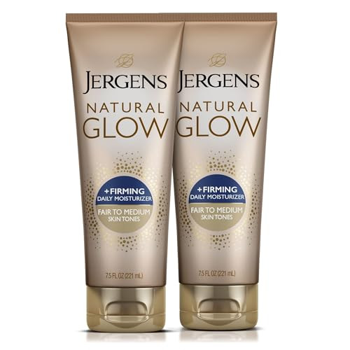 Jergens Natural Glow +Firming Self Tanner Body Lotion, Fair to Medium Skin Tone, Sunless Tanning Moisturizer with Collagen and Elastin. Helps to Visibly Reduce Cellulite, 7.5 Fl Oz (Pack of 2) | Amazon (US)