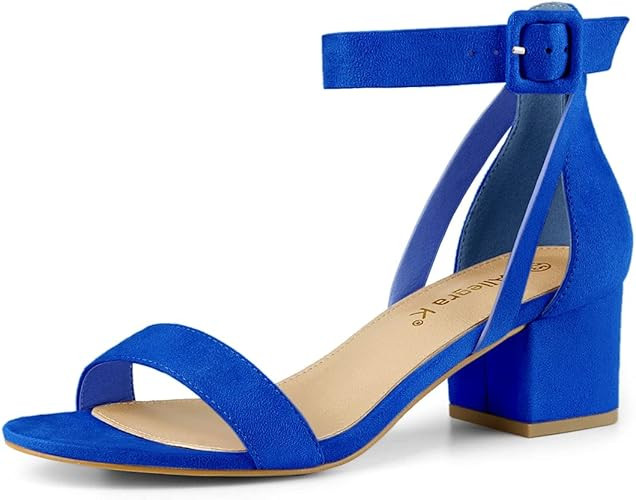 Allegra K Women's Ankle Strap Block Low Heel Sandal | Amazon (US)