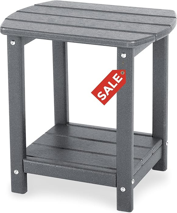 Adirondack Square Outdoor Side Table,2-Tier Storage Patio Side Table, HDPE End Tables for Backyar... | Amazon (US)
