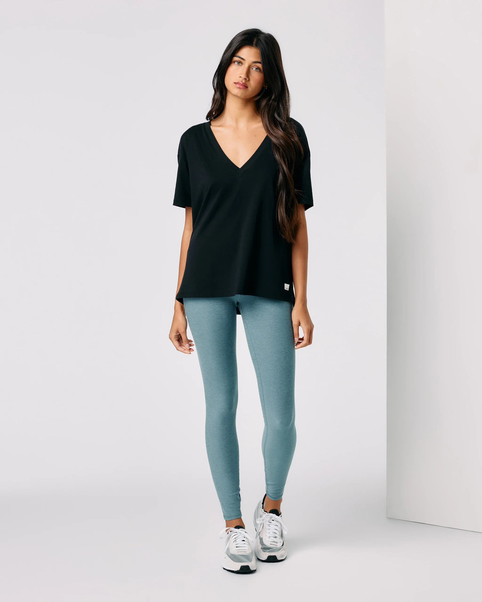 Sutton V-Neck | Women's Black Cotton Jersey T-Shirt | Vuori | Vuori Clothing (US & Canada)