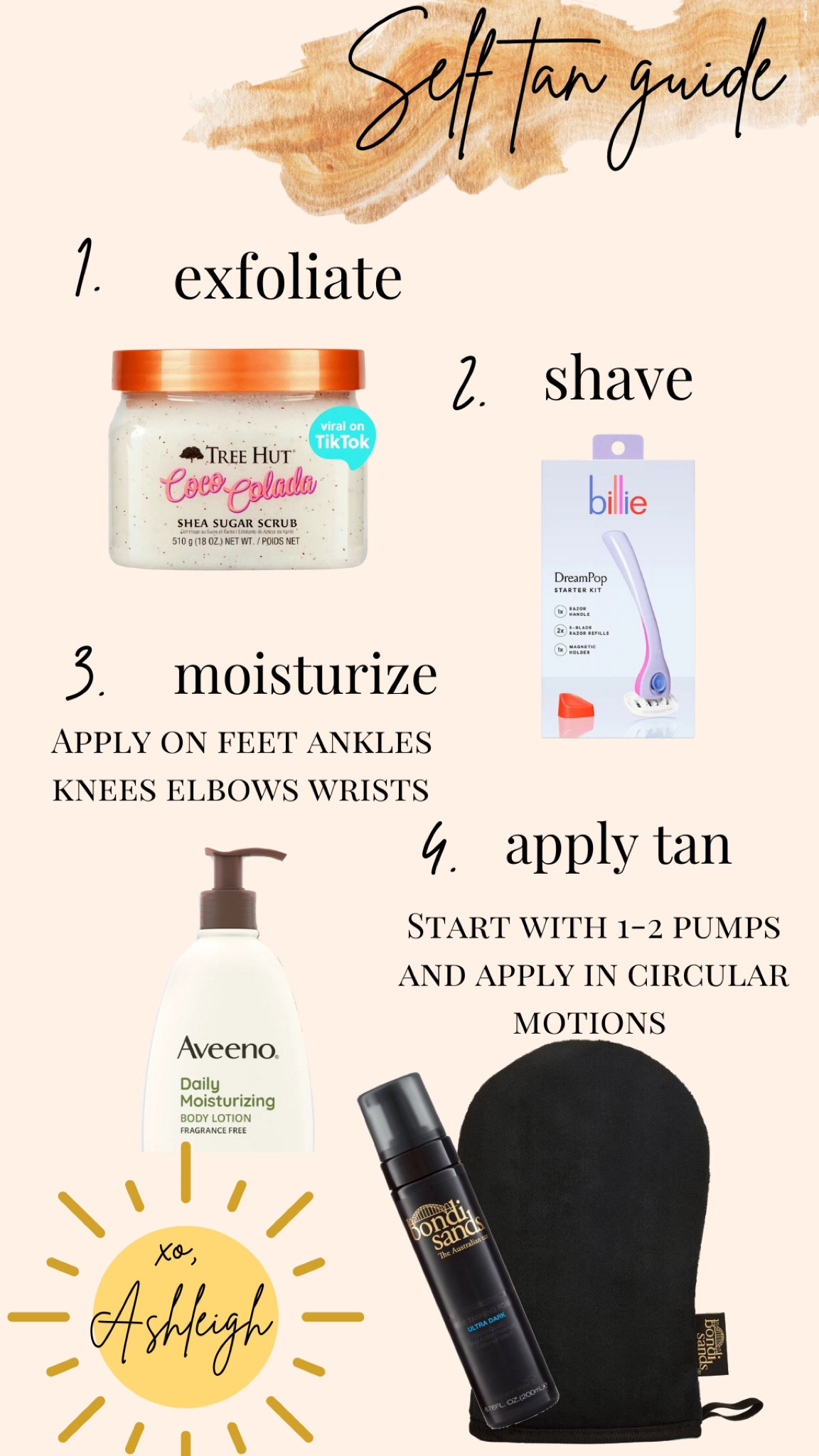 Self tan guide 
Exfoliate 
Shave
Moisturize
Apply tan
Affordable tan
Spring summer beach pool vacation
Spring break

#LTKSeasonal #LTKbeauty