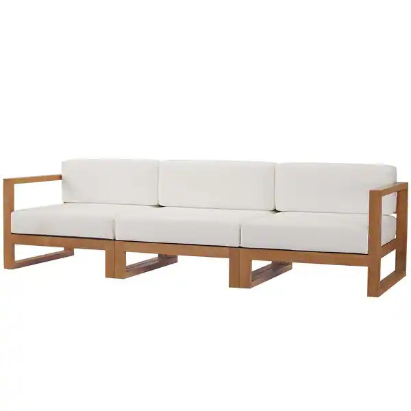Upland Outdoor Patio Teak Wood 3-Piece Sectional Sofa Set | Bed Bath & Beyond