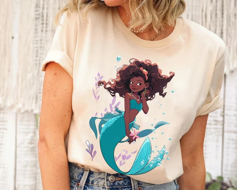 Disney Movie 2023 Live Action Halle Bailey Little Mermaid Ariel Shirt / Black Ariel Princess T-sh... | Etsy (US)