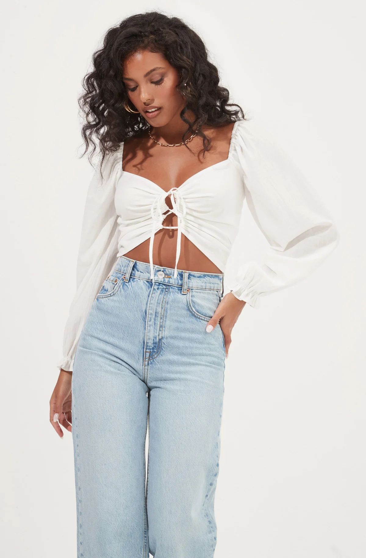 Fremont Cinched Puff Sleeve Crop Top | ASTR The Label (US)
