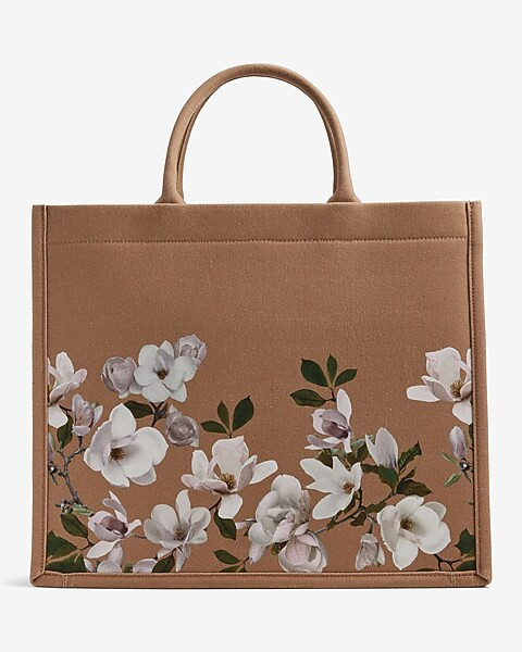 Floral Border Printed Canvas Tote Bag | Express