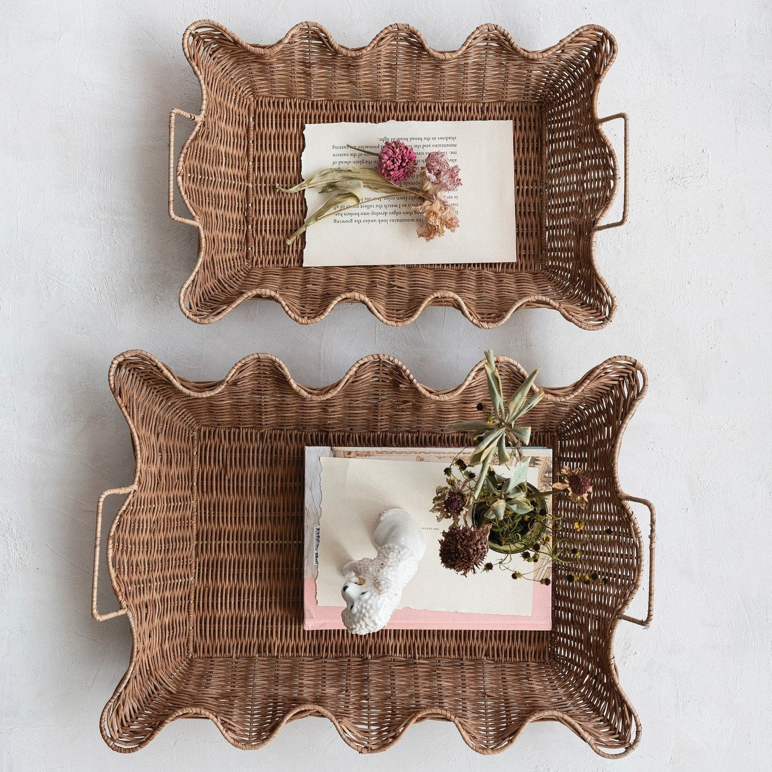 Rattan Scalloped Tray | Eco Chic Home