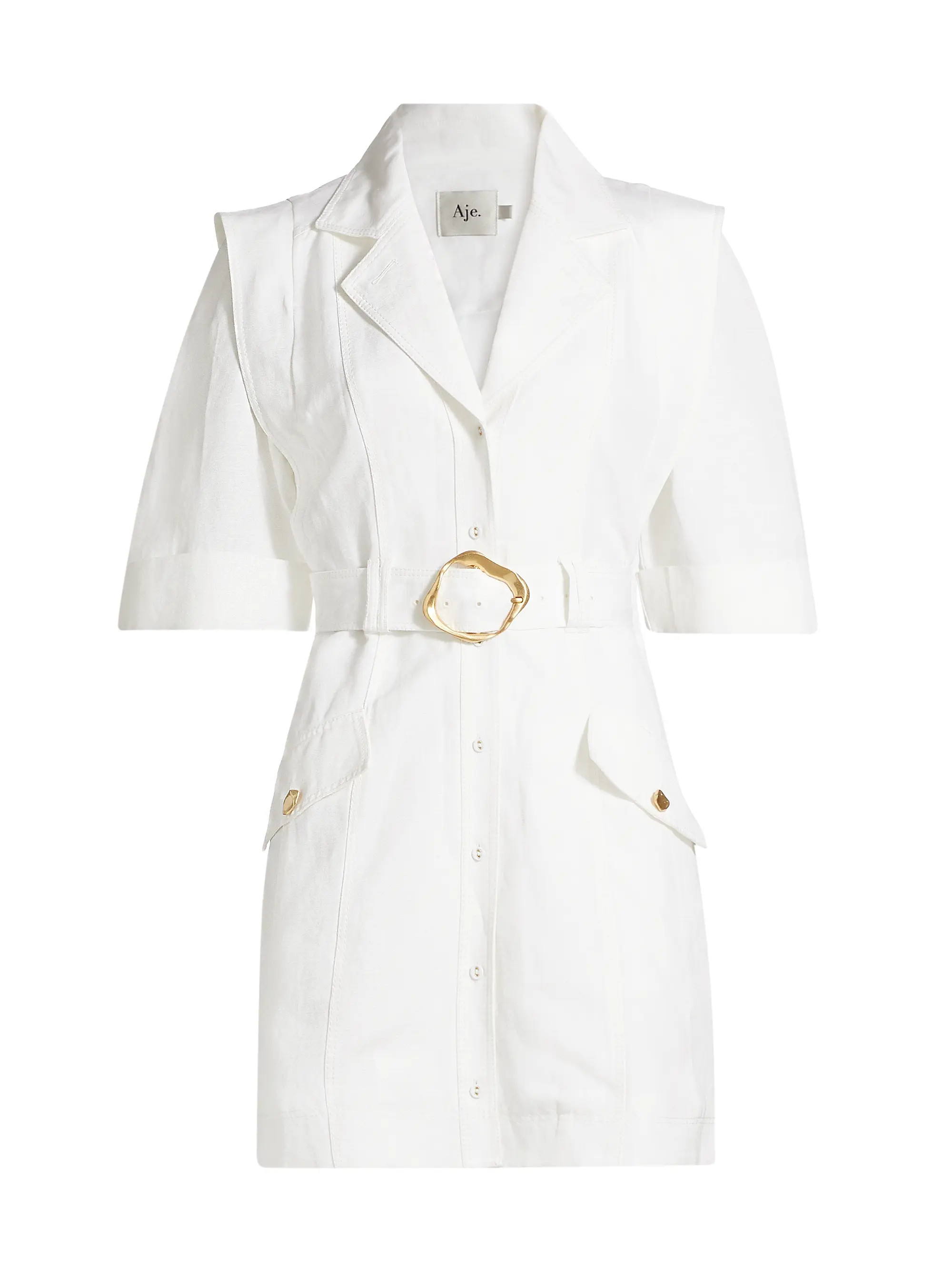 Abstraction Lyric Linen-Blend Belted Minidress | Saks Fifth Avenue