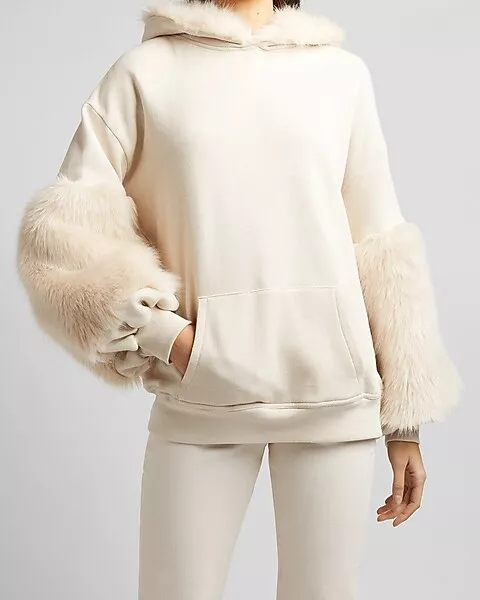 Express faux best sale fur hoodie