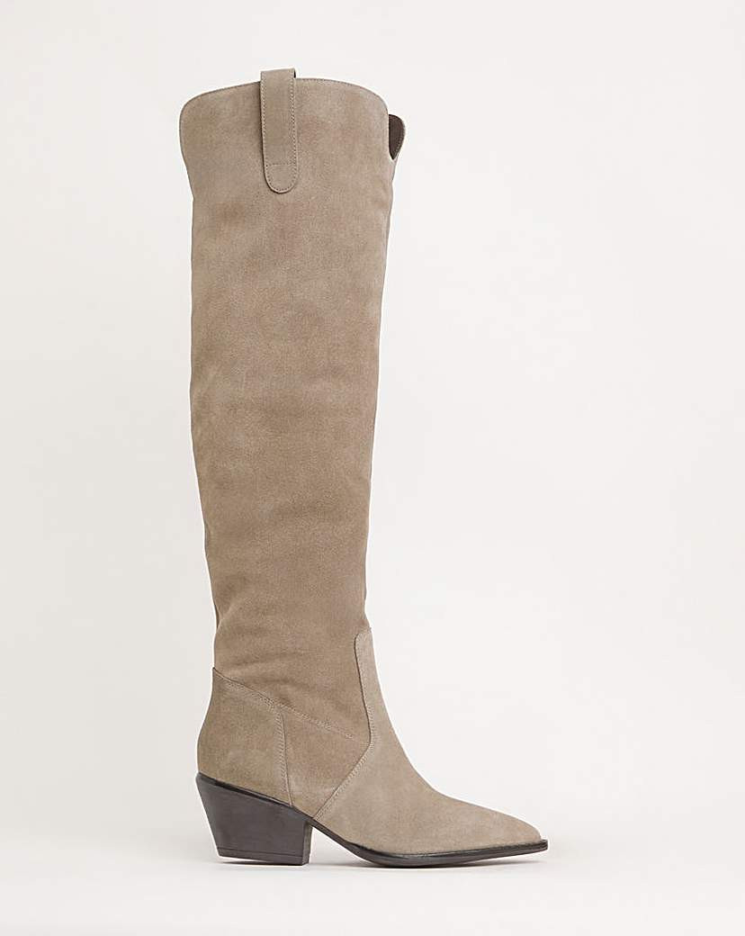 Over Knee Suede Western Boot Wide | Simply Be (UK)