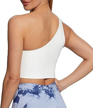 Aoxjox Women's Workout Sports Bras Fitness Gym Olivia Asymmetric One Shoulder Padded Bra Yoga Cro... | Amazon (US)