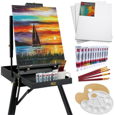 Best Choice Products Art Easel for Painting, Portable Adjustable Tripod with 32-Piece Art Set - Black | Target