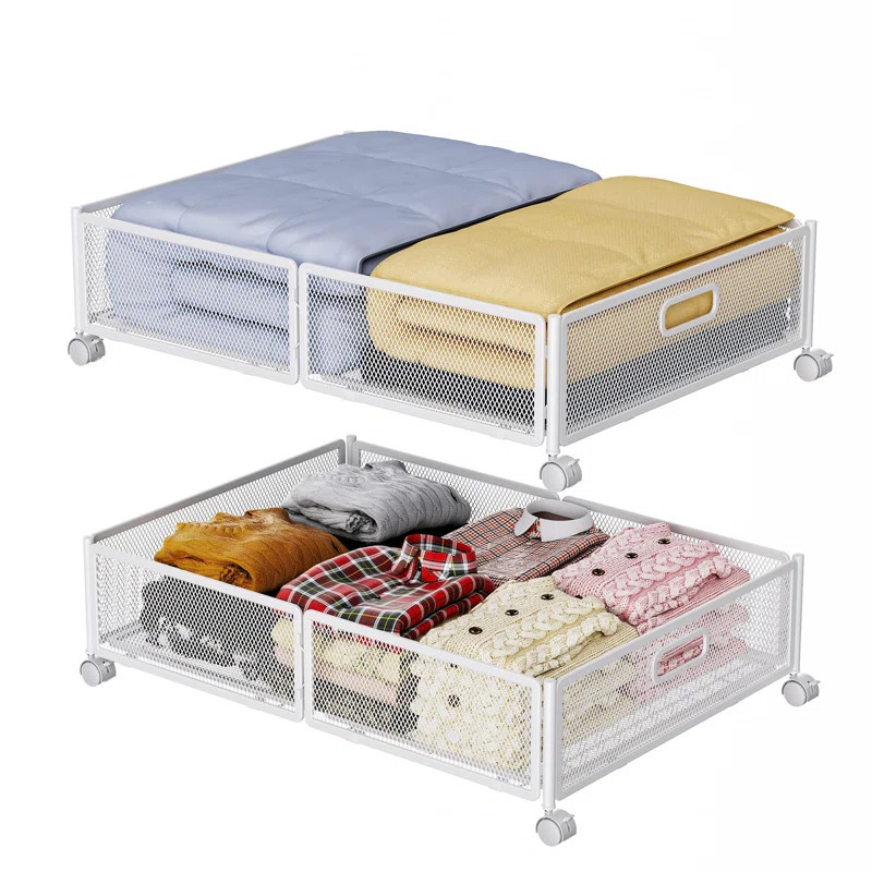 Latitude Run® Under Bed Storage With Wheels, Rolling Underbed Storage Containers, Metal Under Th... | Wayfair North America