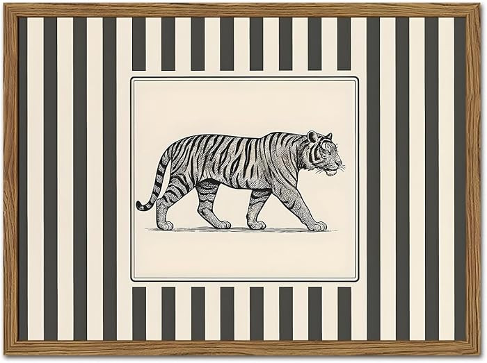 Vintage Tiger Wall Art Wildlife Wall Decor Pictures Black and White Stripe Jungle Animal Poster C... | Amazon (US)