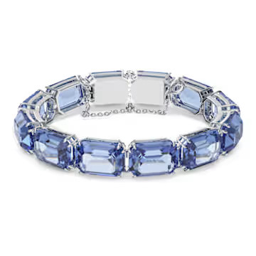 Millenia bracelet, Octagon cut, Blue, Rhodium plated by SWAROVSKI | SWAROVSKI