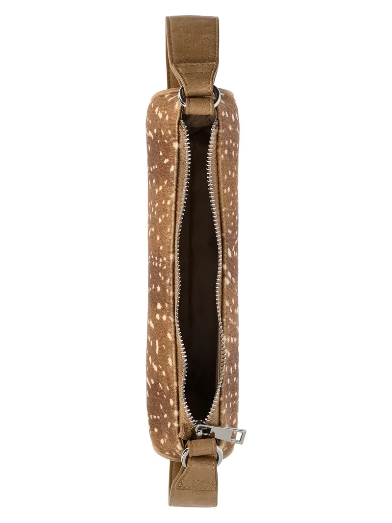 No Boundaries Women's Faux Leather Moto Shoulder Bag, Doe | Walmart (US)