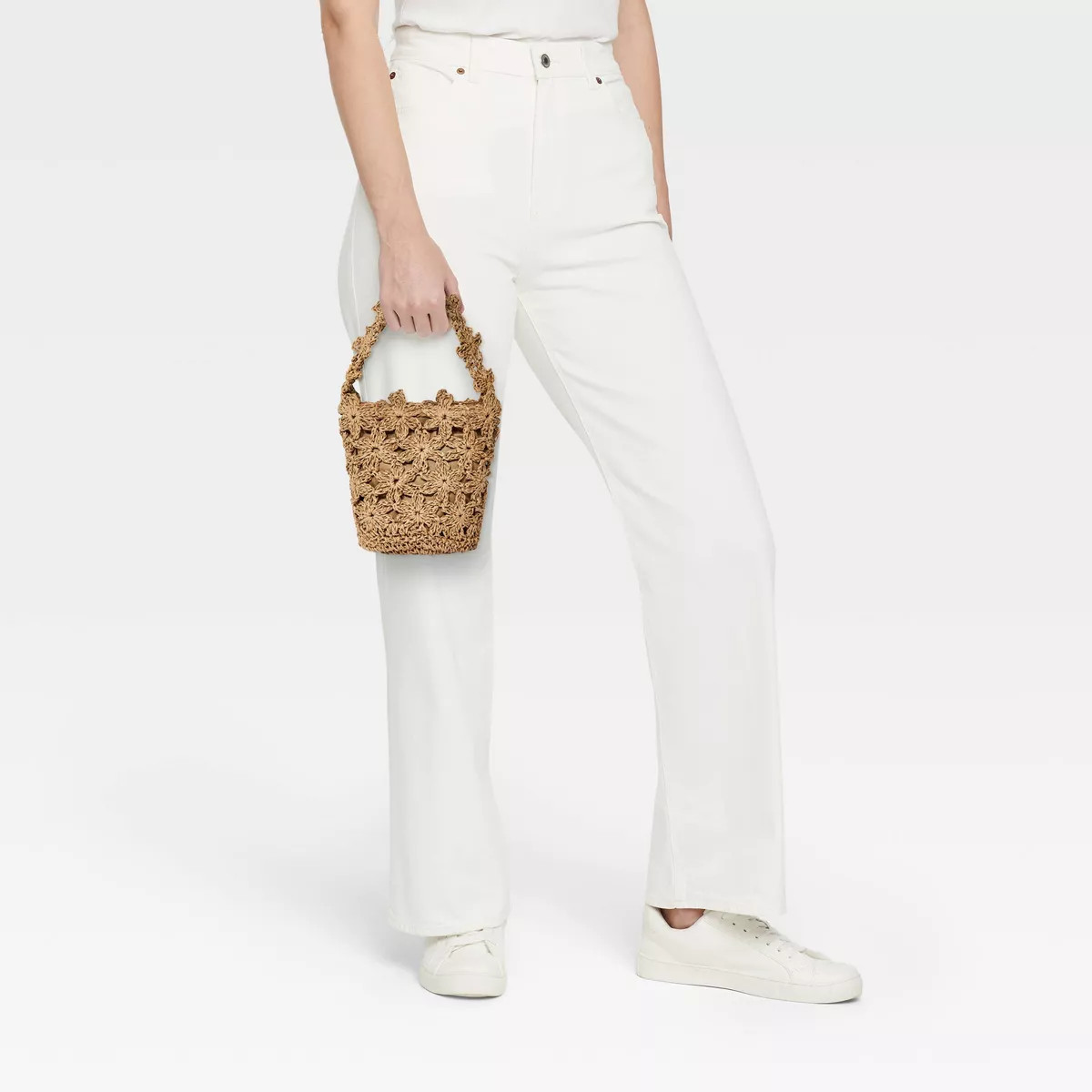 Straw Mini Floral Bucket Bag - A New Day™ Beige | Target