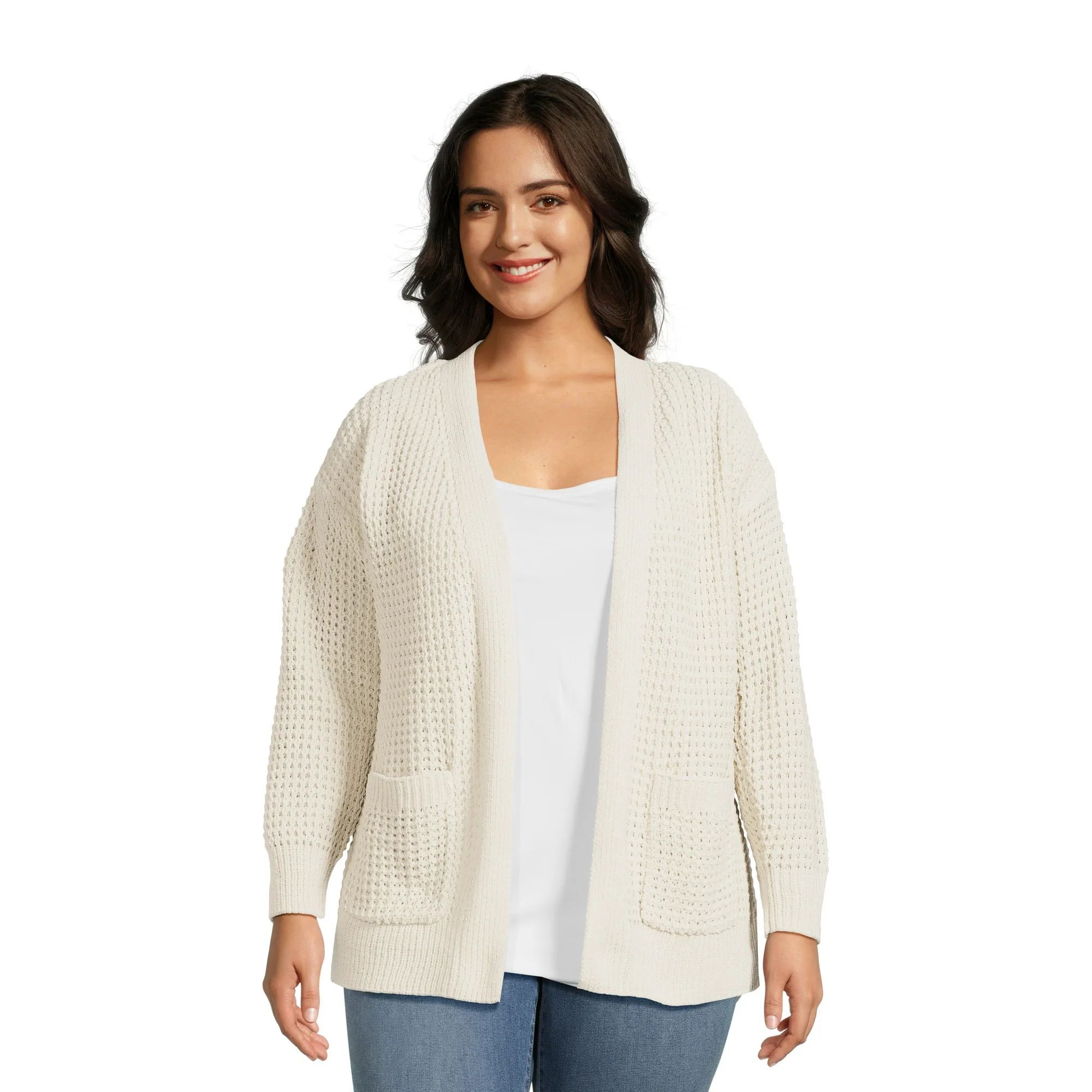 Time and Tru Women's Chenille Cardigan Sweater, Midweight, Sizes XS-XXXL - Walmart.com | Walmart (US)