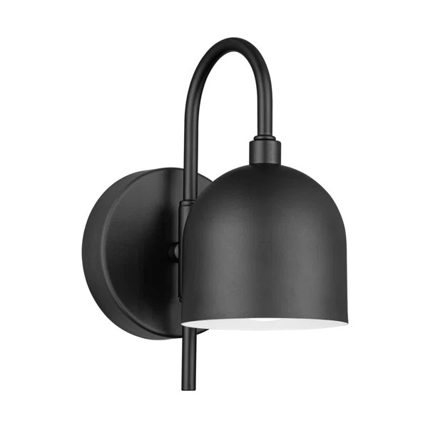 2-Pack Battery-Operated LED Wall Sconce Matte Black with Metal Shade | Wayfair North America