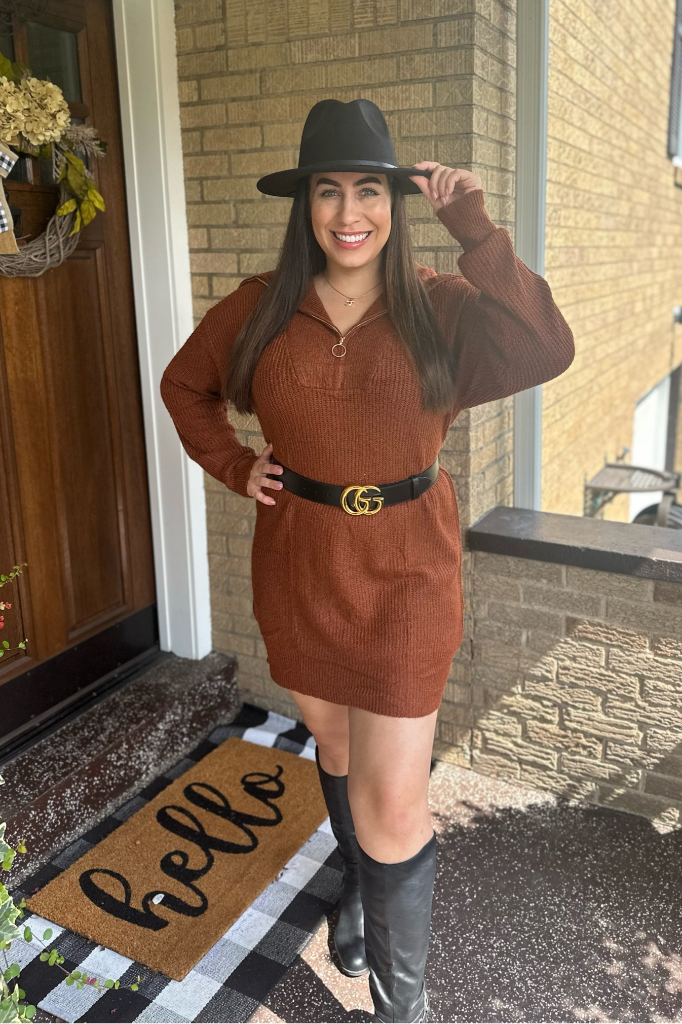 Fall OOTD 
Amazon dress size large 
Boots are old, linked similar
Hat Amazon 

#LTKstyletip #LTKunder100 #LTKunder50