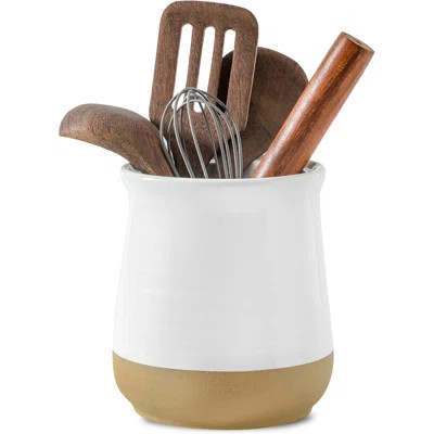Large Utensil Holder, White Cooking Utensil Crock For Kitchen Counter, 7.1" Ceramic Utensil Organizer Caddy For Kitchen Utensil Set, Vintage Decor For | Wayfair North America