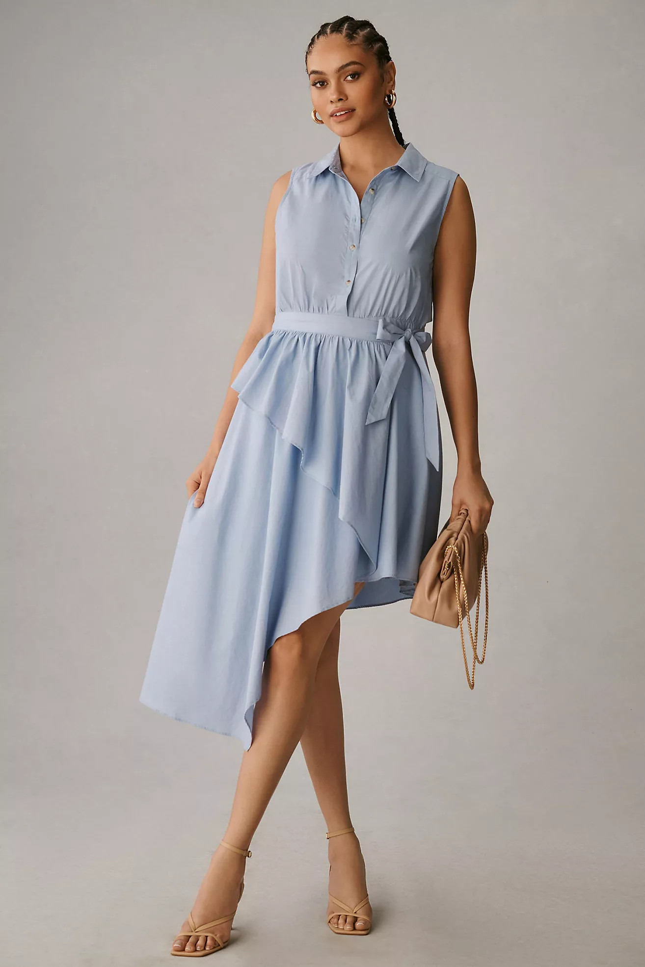 Maeve Asymmetrical Sleeveless Shirt Dress | Anthropologie (US)