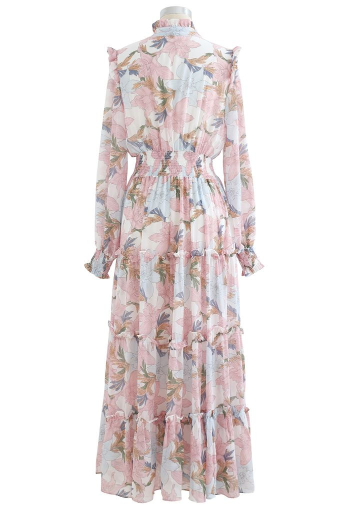 Pink Lily Blossom Chiffon Maxi Dress | Chicwish