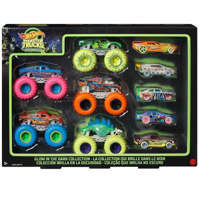 Hot Wheels Toy Monster Trucks 10-Pack of Glow-in-The-Dark 1:64 Scale Vehicles, GITD Set of 5 Trucks & 5 Cars, Play Vehicles for Kids & Collectors | Target