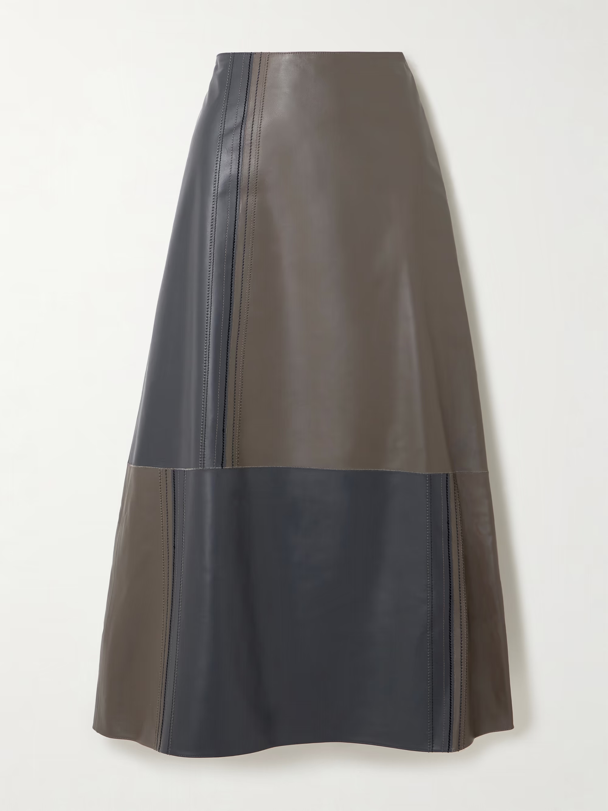 Cezanne paneled leather midi skirt | NET-A-PORTER (US)