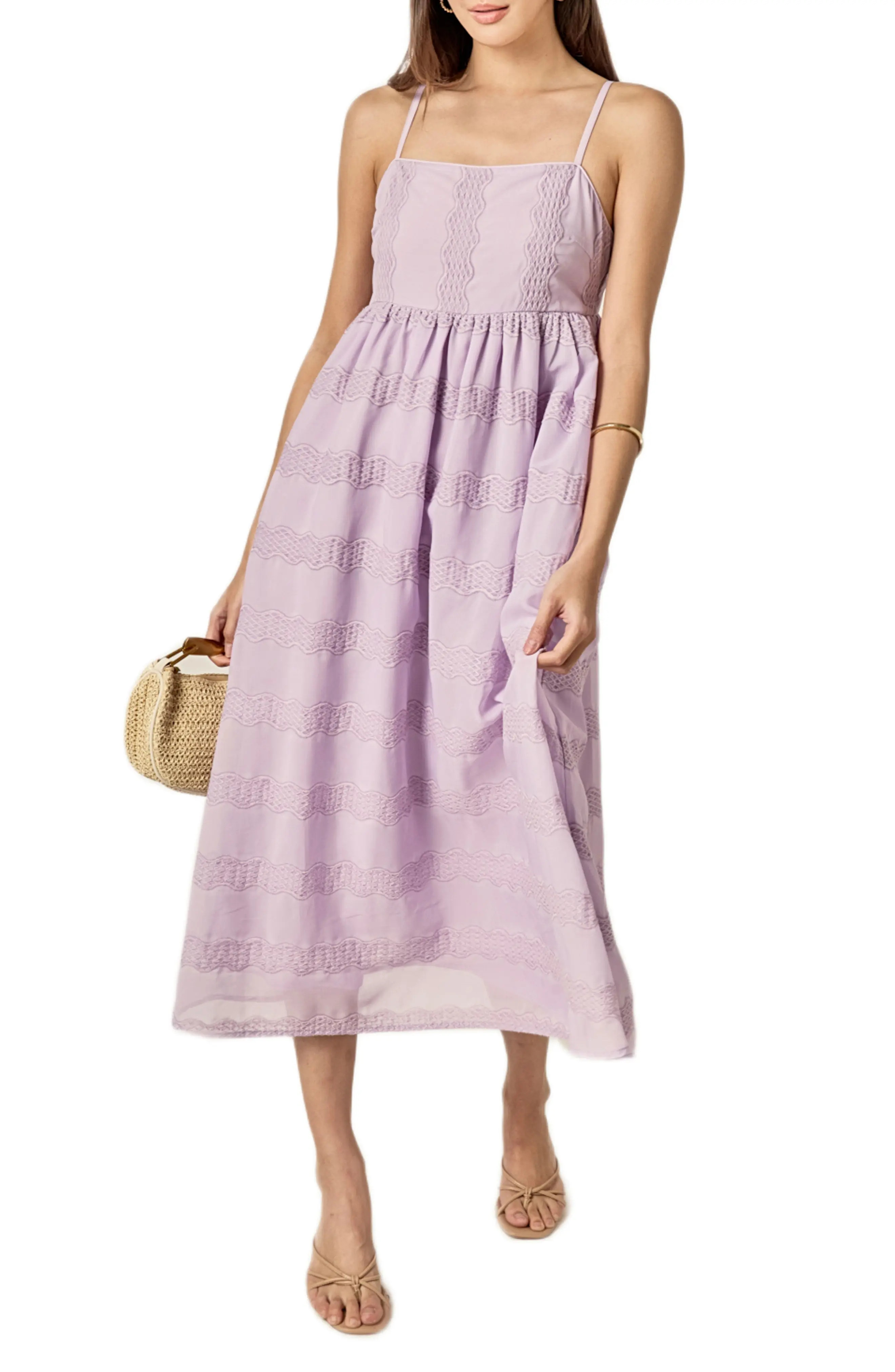 English Factory Embroidered Sleeveless Chiffon Midi Dress (Women) | Nordstrom | Nordstrom