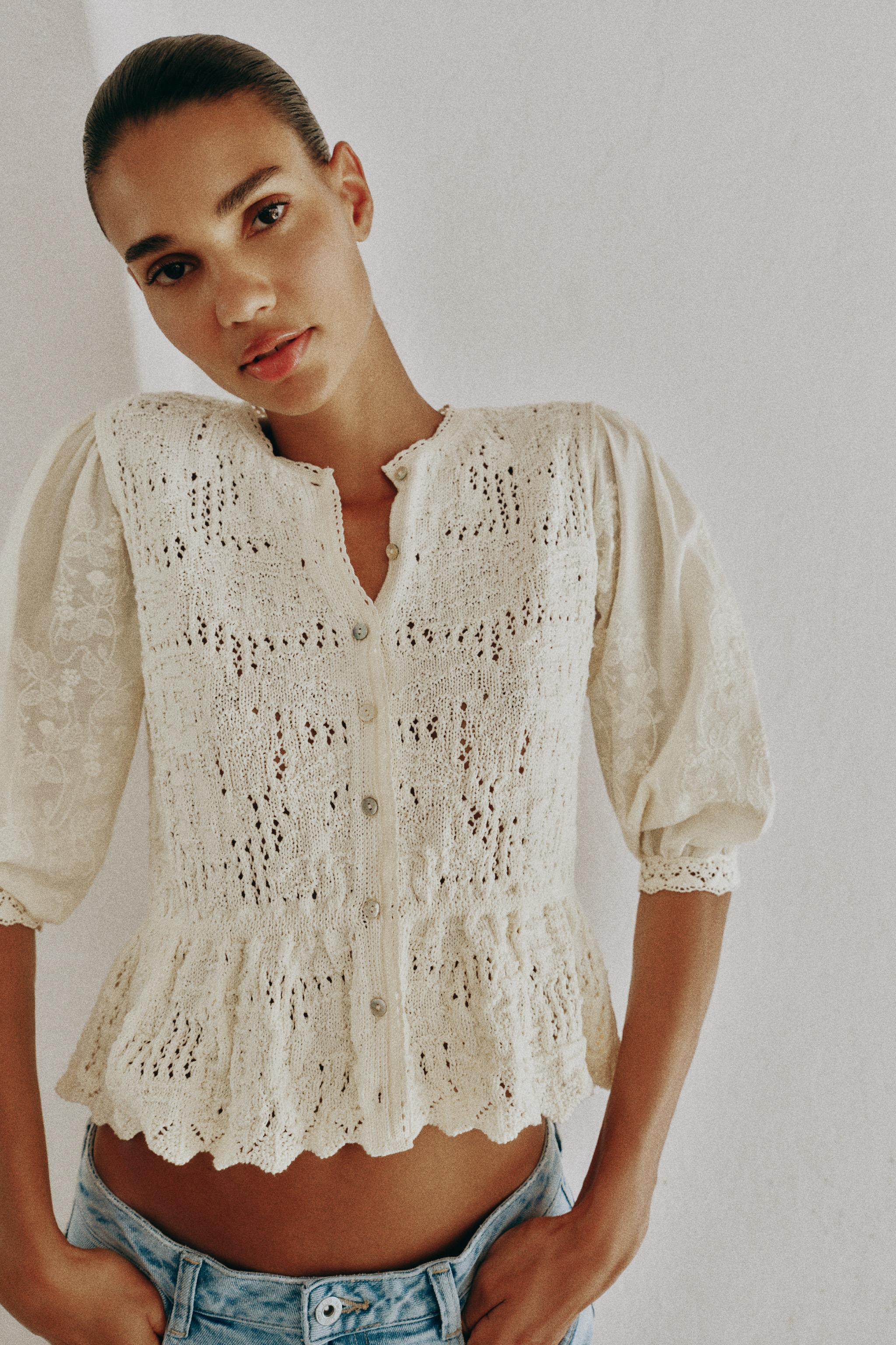 ROMANTIC COMBINATION KNIT JACKET | Zara US