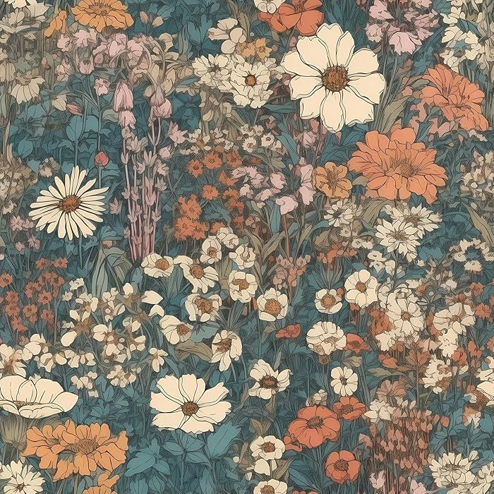 Livelynine Vintage Dark Floral Wallpaper Peel and Stick Retro Flower Wallpaper Removable Antique ... | Amazon (US)