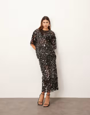 ARRANGE sheer grid sequin maxi skirt in black - part of a set | ASOS (Global)