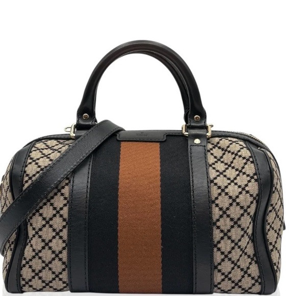 Gucci canvas & leather Boston bag with strap for shoulder or crossbody | Poshmark