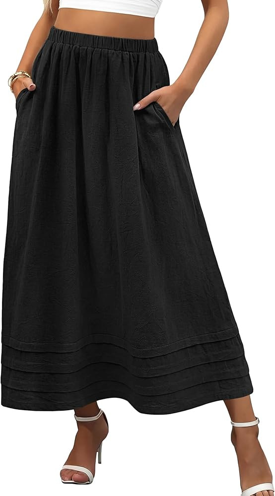 ANRABESS Womens Maxi Skirt 2026 Summer Boho Flowy Tiered Casual Elastic High Waisted Swing A-line... | Amazon (US)