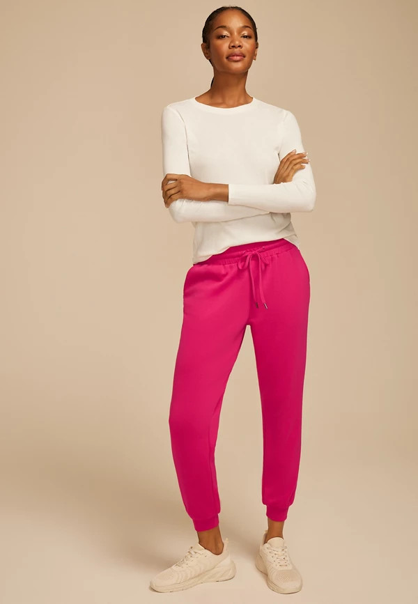 Limited Edition Pink Cloud Scuba Knit High Rise Jogger | Maurices
