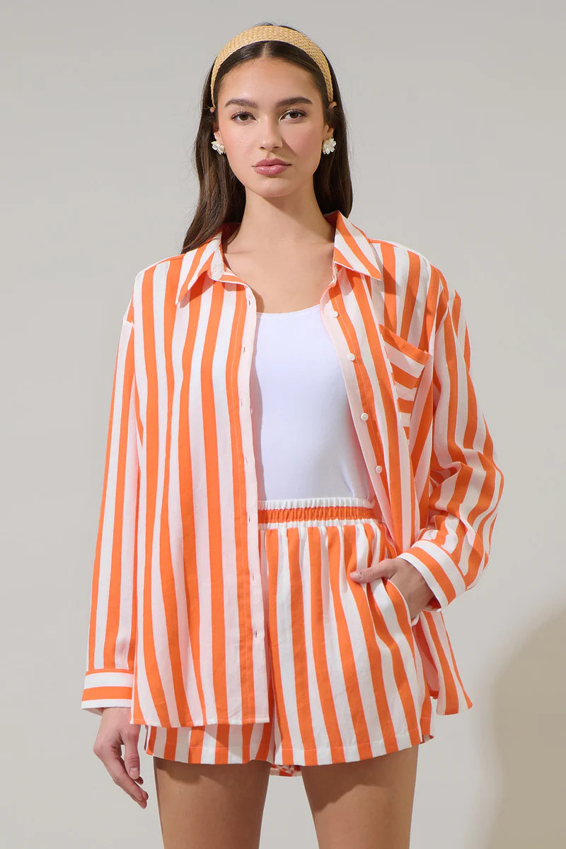 Valera Striped Dalton Boyfriend Button Down Shirt | Sugarlips