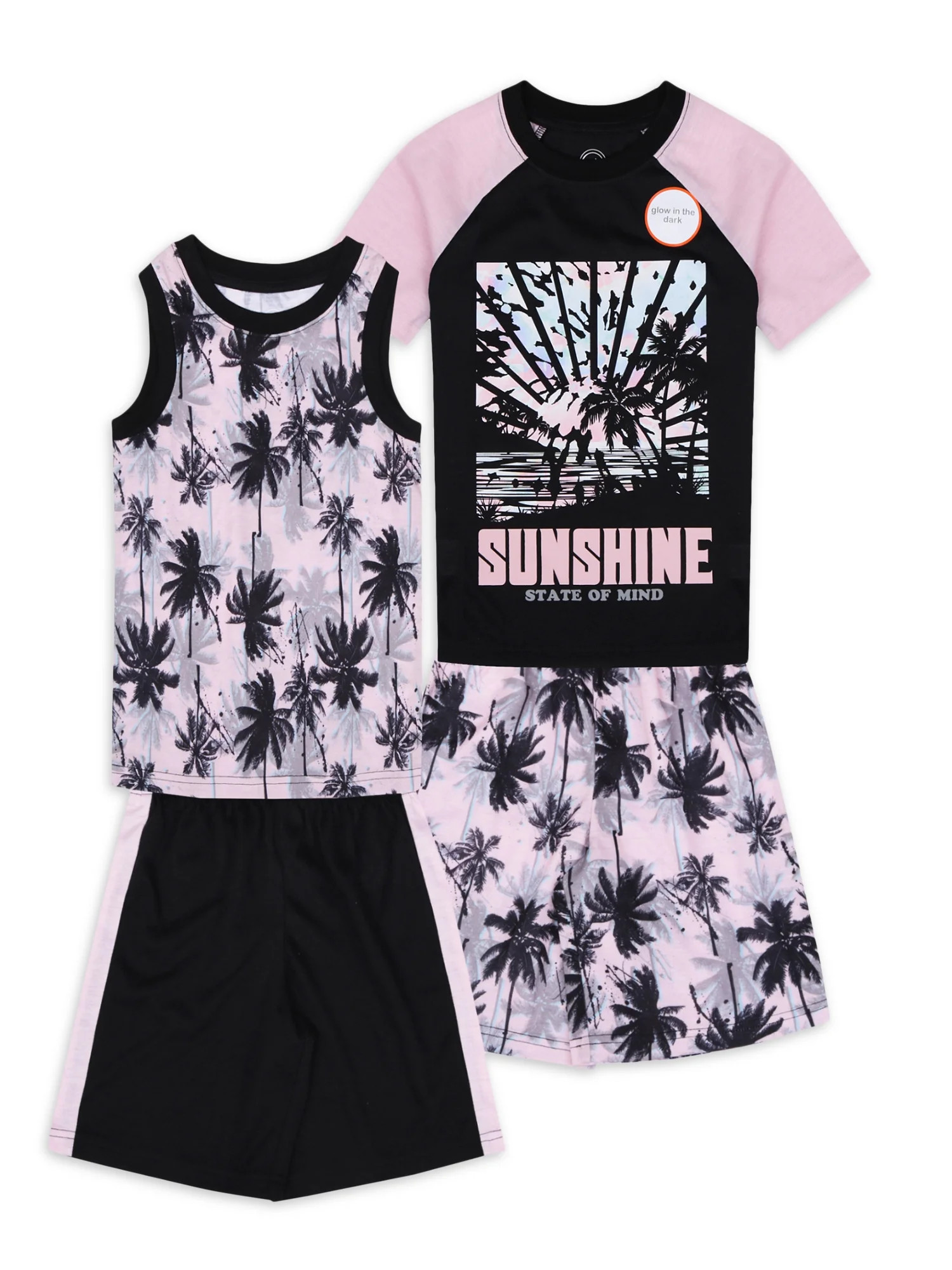 Wonder Nation Boys Palms Pajama Set, 4-Piece, 4-18 & Husky - Walmart.com | Walmart (US)